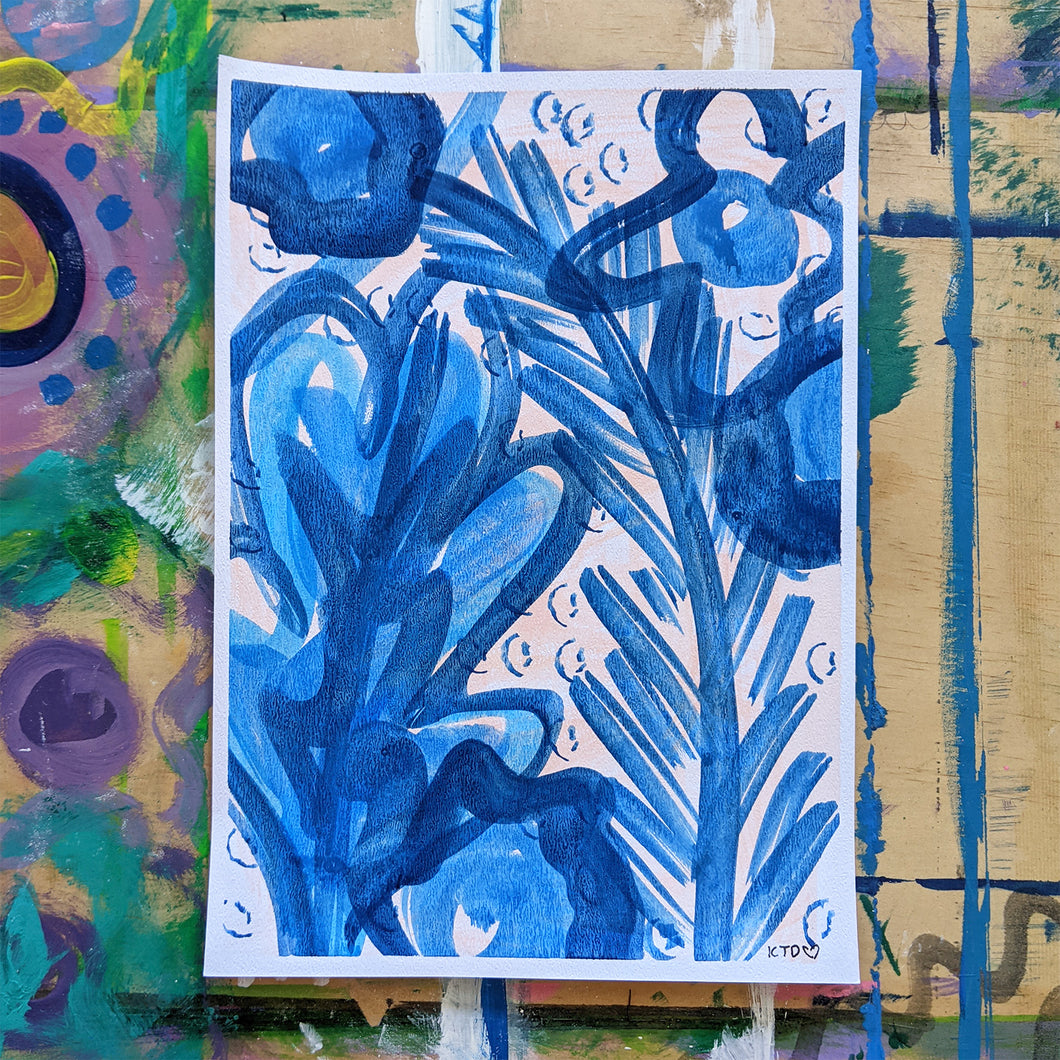 'Basking in the blue light' A4 Original Artwork